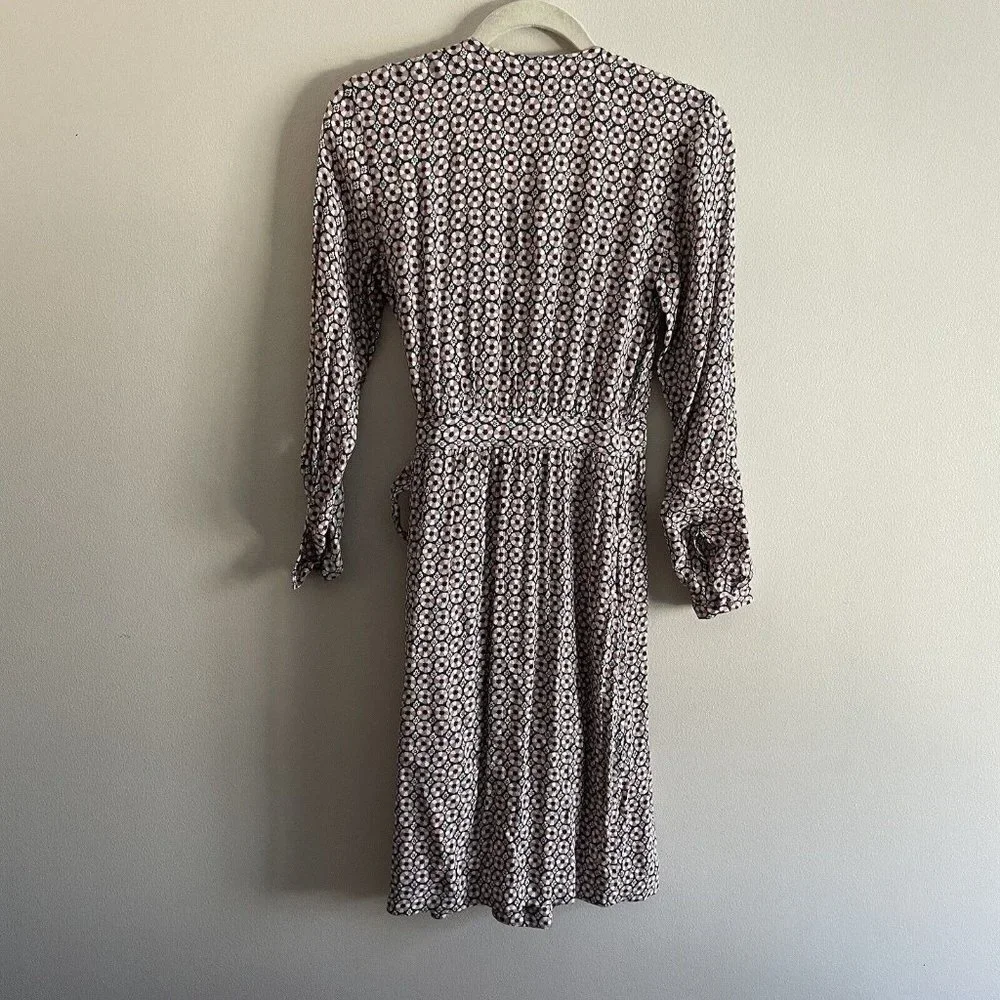 H & M Women’s SZ 2 Blue and Pink Design Long Sleeve Wrap  Dress